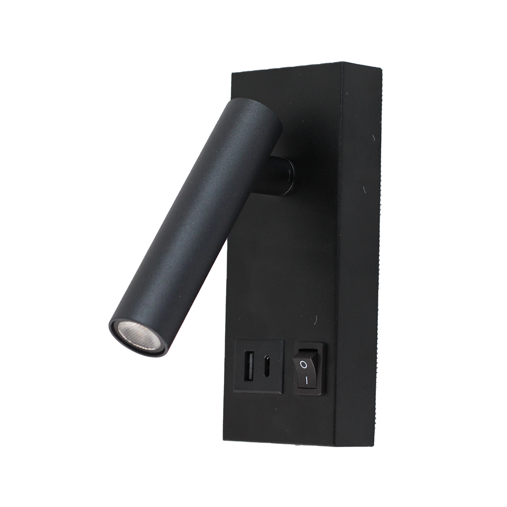 Arandela de LED Preto com USB